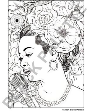 Billie Holiday Coloring Page - Jazz Legend Tribute | Black Palette Books
